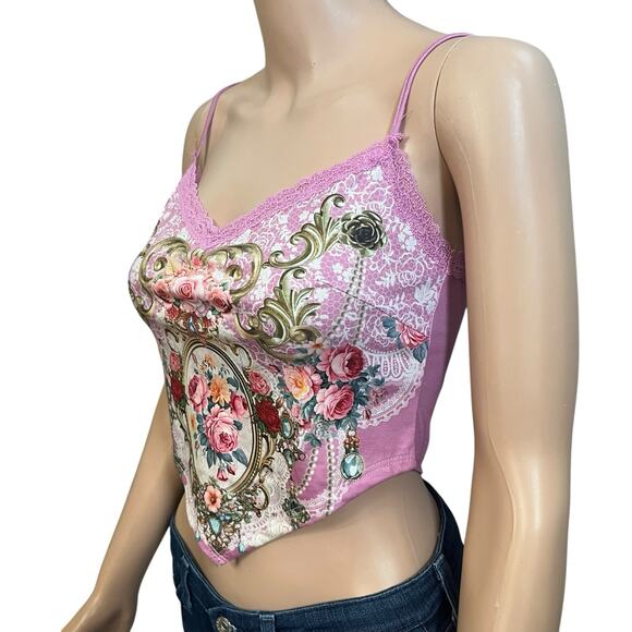 Current Mood Blossoming Maiden Crop Top XS Floral Cami Coquette Regency Rococo - Picture 2 of 6